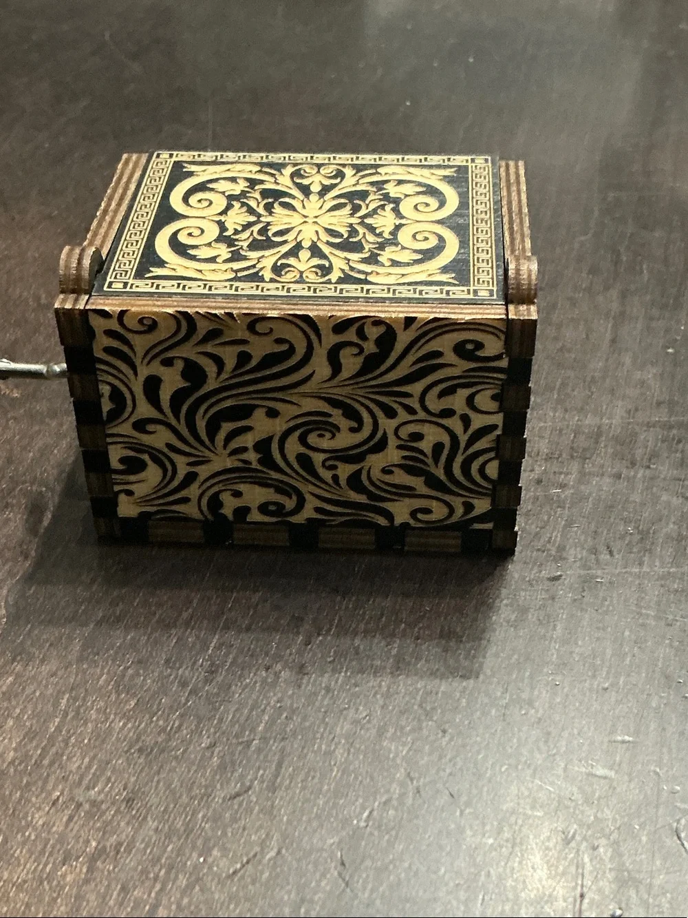 Hand-Crank Wooden Music Box - 